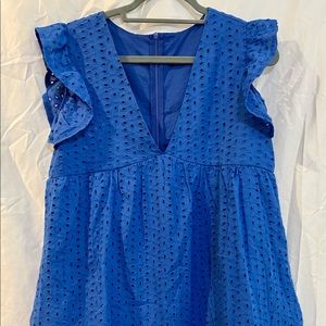 Blue Eyelet dress with pockets and shorts